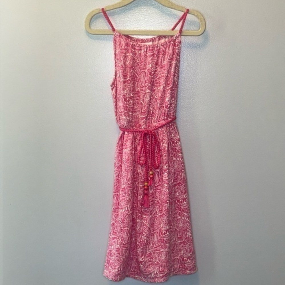 Tommy‎ Bahama Kids Girls Sz 6X Pink Paisley Linen Blend Sleeveless Dress